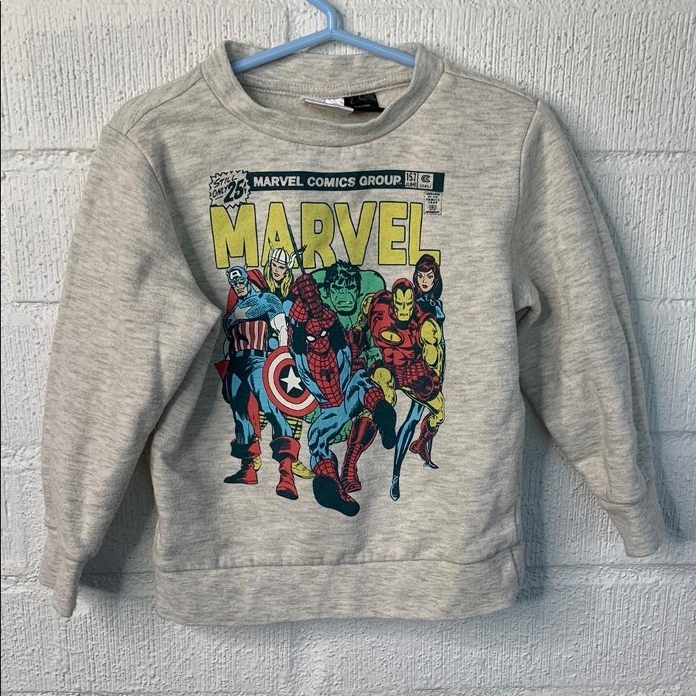 Marvel Comics Boys Kids Cream Fleece Sweatshirt size 3T
